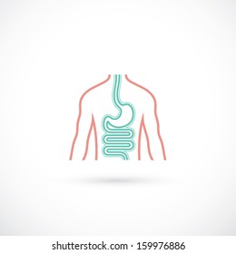 Human digestive system symbol - vector illustration
