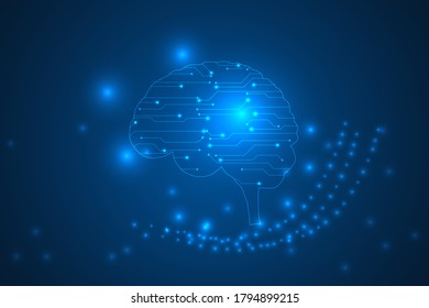 human digital brain technology on abstract background. new innovation technological background.