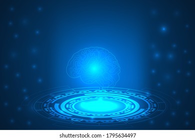 human digital brain technology on abstract background. new innovation and intelligence technological background.