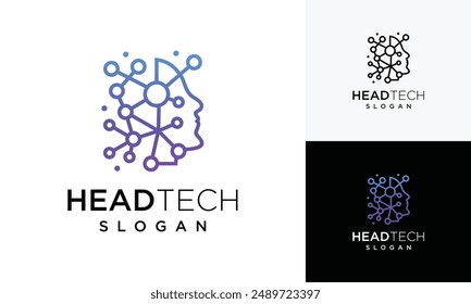 Human digital technology logo, head technology icon symbol	