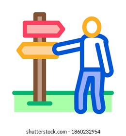 human direction pillar icon vector. human direction pillar sign. color symbol illustration
