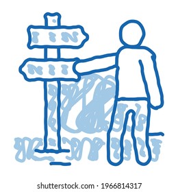 human direction pillar sketch icon vector. Hand drawn blue doodle line art human direction pillar sign. isolated symbol illustration