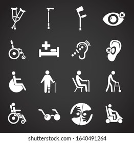 Human disabilities related icons set on background for graphic and web design. Creative illustration concept symbol for web or mobile app.