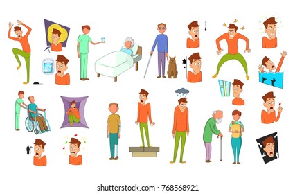Human disease icon set. Cartoon set of human disease vector icons for your web design isolated on white background