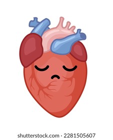 Icono del vector cardiaco con cara antropomórfica triste