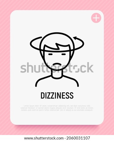 Human with dizziness thin line icon. Modern vector illustration of disorientation.