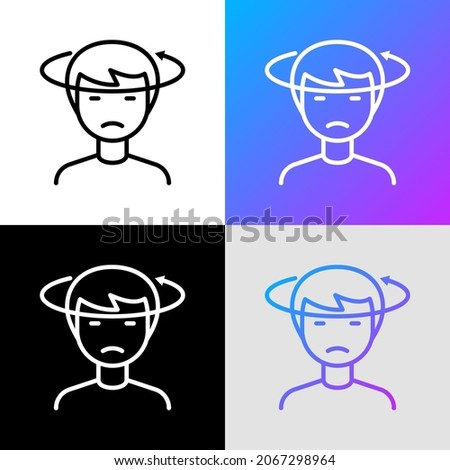 Human with dizziness thin line icon. Modern vector illustration of disorientation.