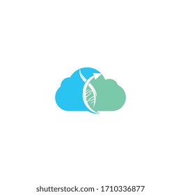 Menschliche DNA und Cloud-Logo. Logo-Design der Science Genetik Vektorillustration. Genetische Analyse, Forschung Biotech Code DNA. Genomchromosom der Biotechnologie.