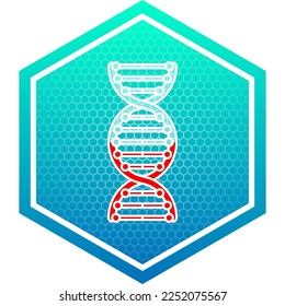Human DNA Double Helix Gene Healthy Translucent Glass Container Fluid Blood Filled Medical Icon Logo Pictogram Hexagon Isolated on White Background
