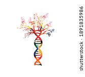 Human DNA double helix with tree colorful concept vector illustration. DNA spiral isolated design for genetics, biotechnology, science, research and lab