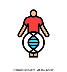 human with dna genetic engineering color icon vector. human with dna genetic engineering sign. isolated symbol illustration