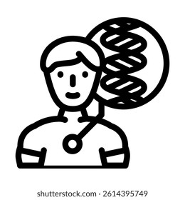 human with dna genetic engineering line icon vector. human with dna genetic engineering sign. isolated contour symbol black illustration