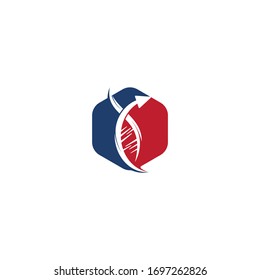 Diseño de ADN humano y logo genético.