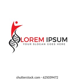 Human DNA and genetic logo design.