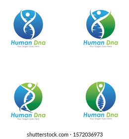 Human DNA and genetic vector icon design