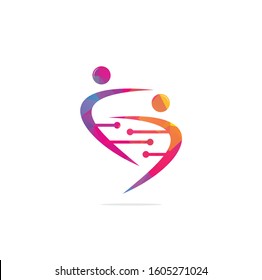 Human DNA and genetic vector icon design. DNA and human character logo.