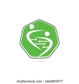 Human DNA and genetic vector icon design. DNA and human character logo.