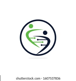 Human DNA and genetic vector icon design. DNA and human character logo.