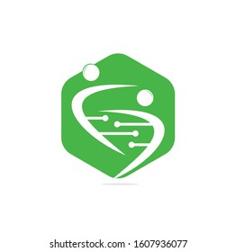 Human DNA and genetic vector icon design. DNA and human character logo.