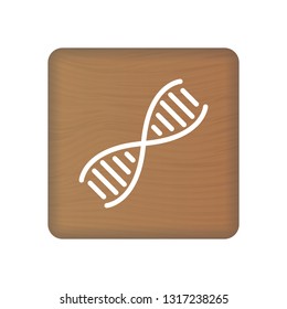 Human DNA, Genetics Icon On Wooden Blocks Isolated On A White Background. Vector Illustration. Healthcare Concept.