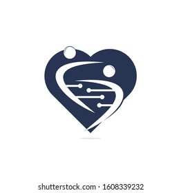 Human DNA heart shape concept logo. DNA and human character logo.