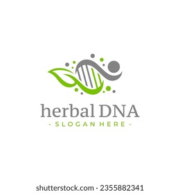 Vector de diseño del logo de la hoja de ADN humana. Plantilla de símbolo de atención médica.