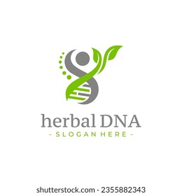 Human DNA leaf logo design vector. Health care symbol template.