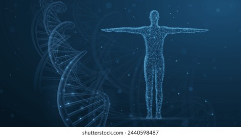 Human DNA. Medical technology, gene evolution, cellular health, nervous system, DNA research, molecular biotechnology, genetic research, biological cloning, scientific biochemistry concept