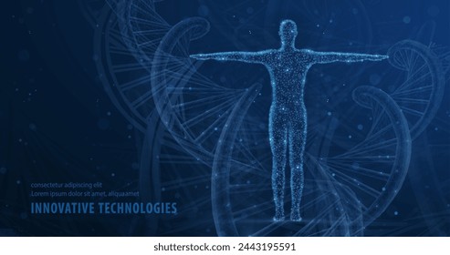 Human DNA. Medical technology, gene evolution, cellular health, nervous system, DNA research, molecular biotechnology, genetic research, biological cloning, scientific biochemistry concept