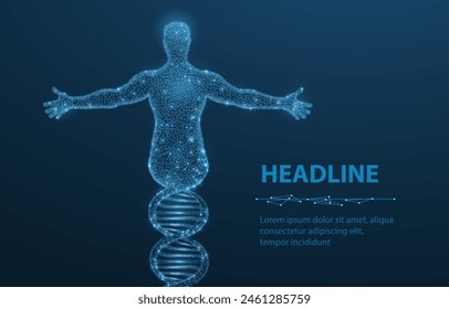 Human DNA. Medical technology, gene evolution, cellular health, nervous system, DNA research, molecular biotechnology, genetic research, biological cloning, scientific biochemistry concept