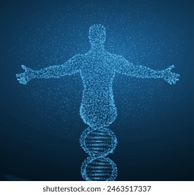 Human DNA. Medical technology, gene evolution, cellular health, nervous system, DNA research, molecular biotechnology, genetic research, biological cloning, scientific biochemistry concept