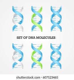 Human DNA molecule symbols set, genetics elements and icons collection