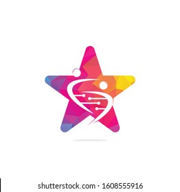 Human DNA star shape concept and genetic vector icon design. DNA and human character logo.