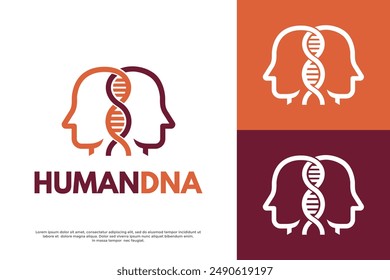 Human DNA vector logo template. This design use human and dna symbol. Suitable for science.