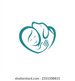 human and dog animal charity logo with love