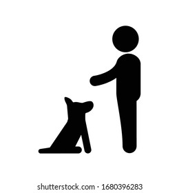 human and dog black icon vector illustration
