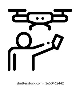 Vektorillustration von Human- und Drohnenbildern. Skizzen von Mensch und Drohne Illustration des isolierten Stumpfsymboles