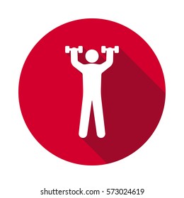 Human with dumbbells flat icon