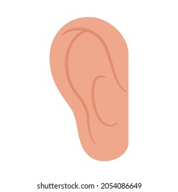 Human ear anatomical icon. Medical checkup and test of hearing organs concept. Deafness symbol on white background isolated flat vector illustration.