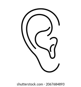 Human ear anatomical icon. Medical checkup and test of hearing organs concept. Deafness symbol on white background isolated flat vector illustration.