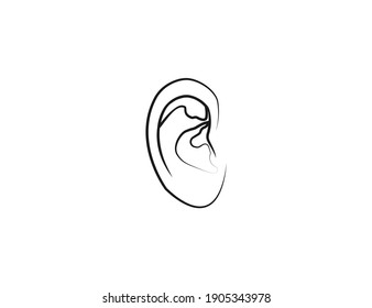 Human ear, anatomy icon. Vector illustration, flat.