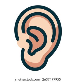 human ear anatomy part of body flat color vector illustration template design