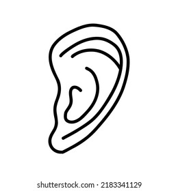Human ear. Auditory organ. Black and white vector isolated doodle illustration hand drawn