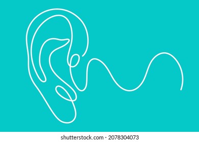 Human ear continuous one line drawing. World deaf day single line concept. Minimalist vector illustration.