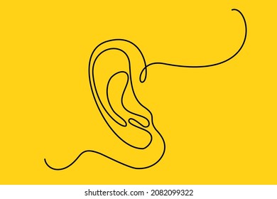 Human ear continuous one line drawing. World deaf day single line concept. Minimalist vector illustration.