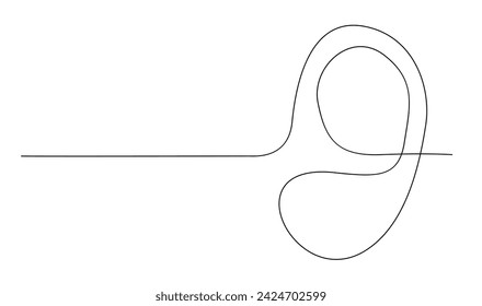 Human ear continuous one line drawing. World deaf day single line concept template