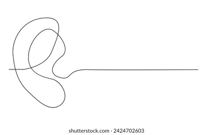 Human ear continuous one line drawing. World deaf day single line concept template