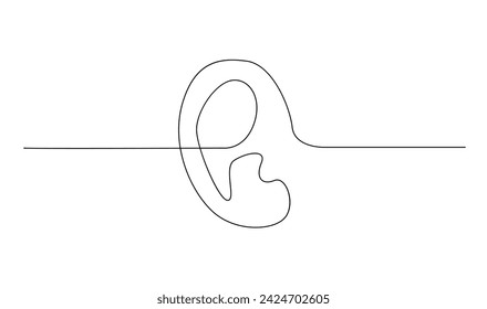 Human ear continuous one line drawing. World deaf day single line concept template