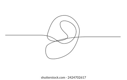 Human ear continuous one line drawing. World deaf day single line concept template