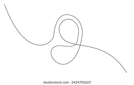 Human ear continuous one line drawing. World deaf day single line concept template